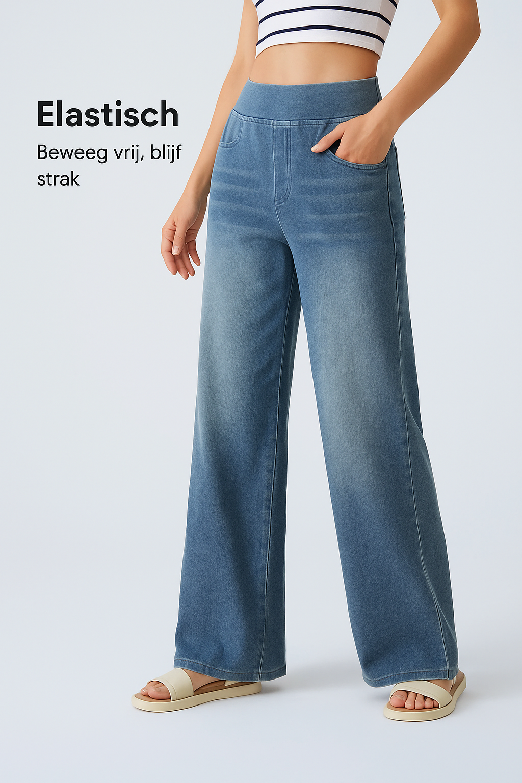 Wide Flex™ High Waisted Zomerjeans met Stretch & Zakken