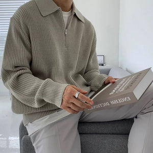 Hendrix – Stijlvolle Gebreide Trui voor Heren met Rits en Polokragen