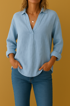 Martea - Camicetta leggera in lino e cotone da donna stile estivo