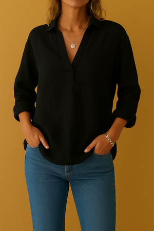 Martea - Camicetta leggera in lino e cotone da donna stile estivo