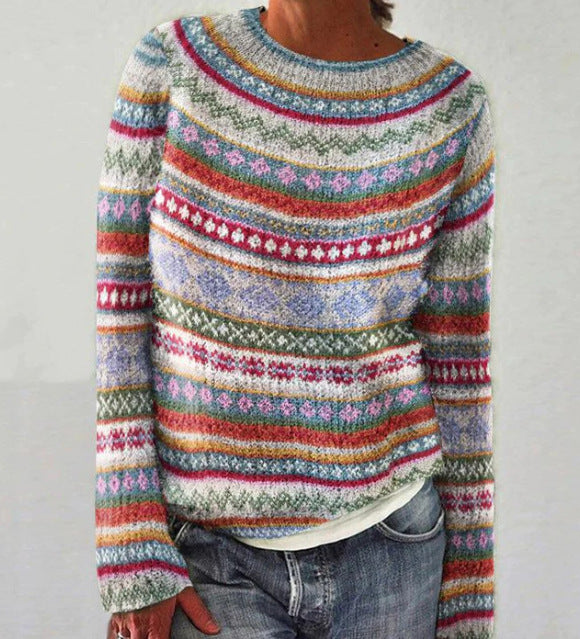 LUNA - Bequemer und Warmer Gestreifter Pullover für Damen
