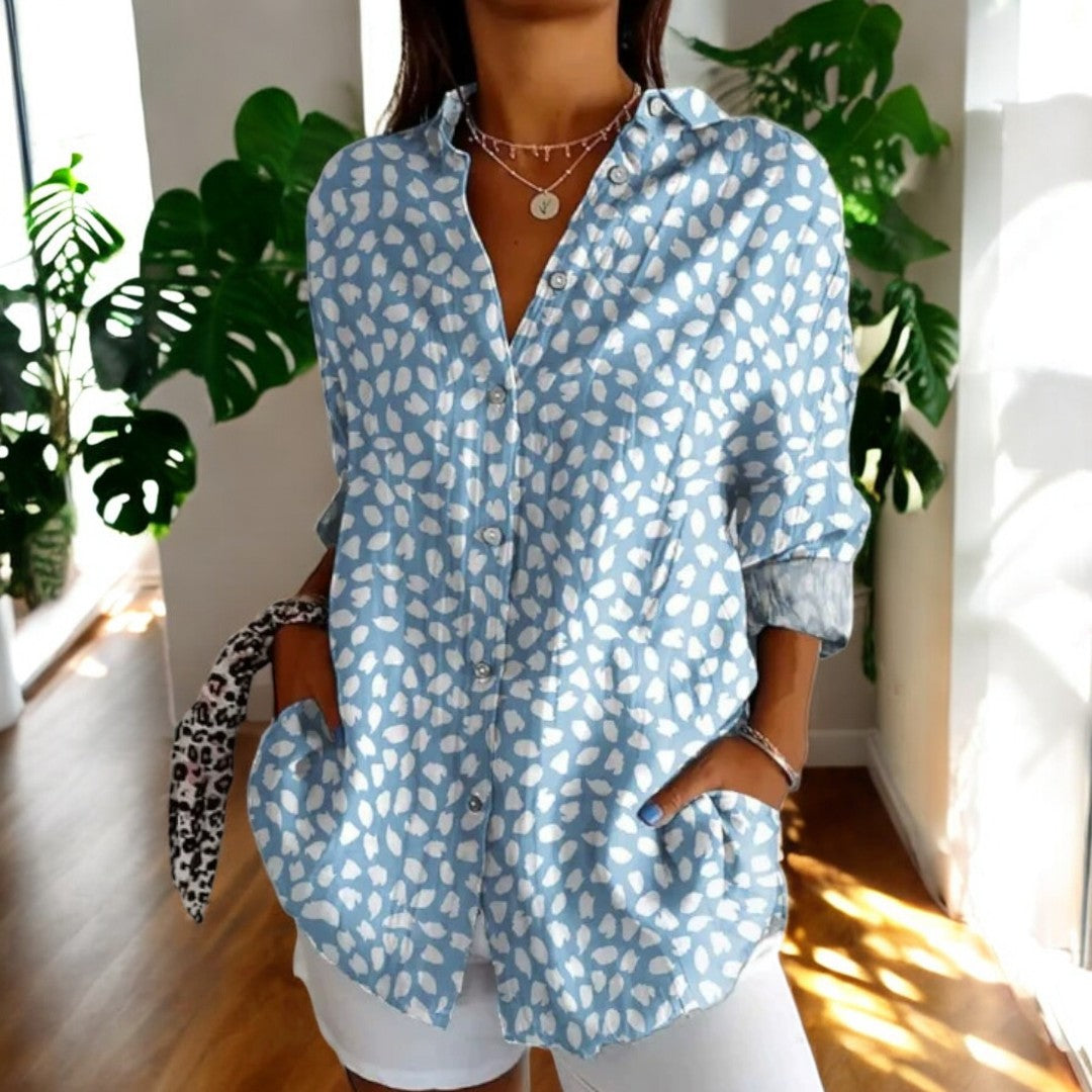 FELICIA - Lebendige Bluse mit geblümten Knöpfen für Damen