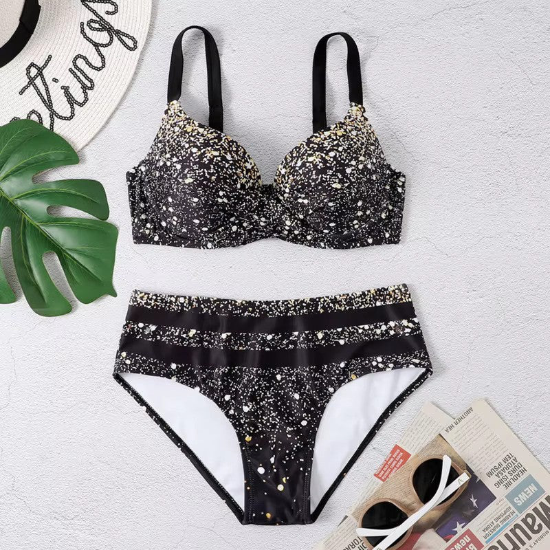 NALANI – Bikini met hoge taille en tropische bladprint voor dames