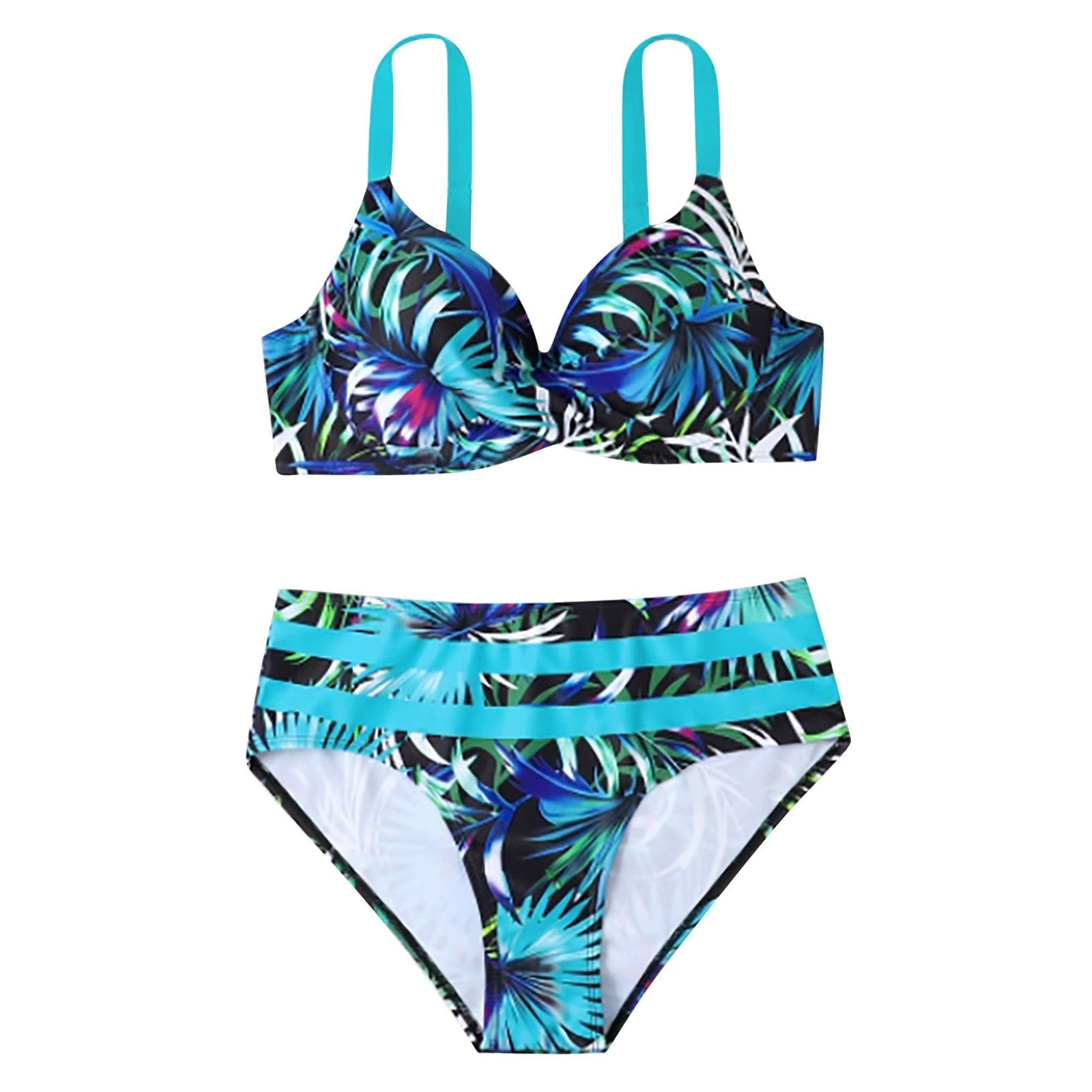 NALANI – Bikini met hoge taille en tropische bladprint voor dames