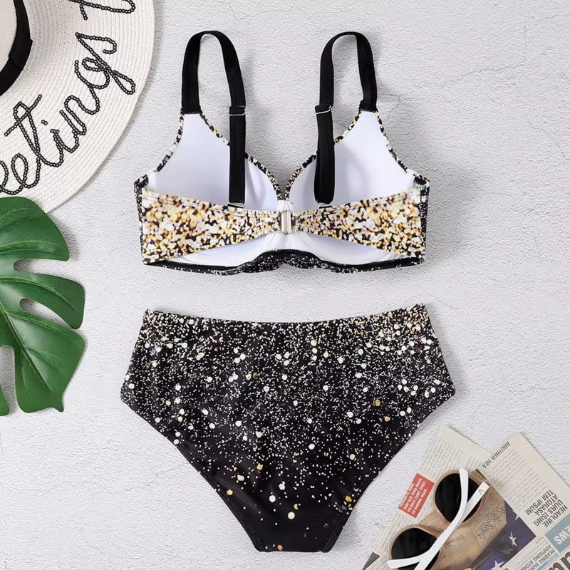 NALANI – Bikini met hoge taille en tropische bladprint voor dames