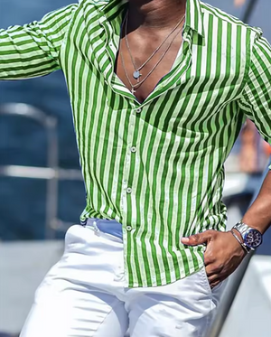 Riviera Stripe™ Shirt – Gestreept herenoverhemd met lange mouwen / Blauw