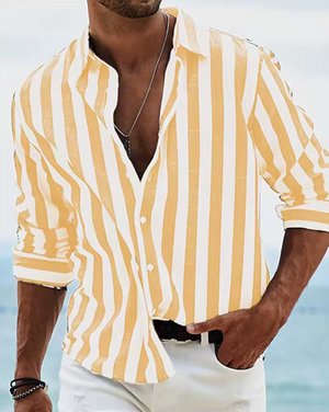 Riviera Stripe™ Shirt – Gestreept herenoverhemd met lange mouwen / Blauw