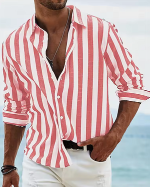 Riviera Stripe™ Shirt – Gestreept herenoverhemd met lange mouwen / Blauw