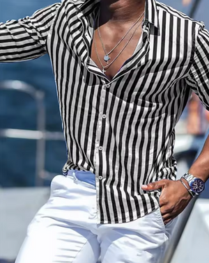 Riviera Stripe™ Shirt – Gestreept herenoverhemd met lange mouwen / Blauw