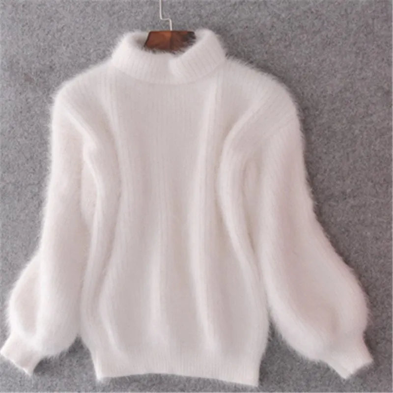 Sophie - Losse Monochrome Breien Trui Vintage Angora Pullover