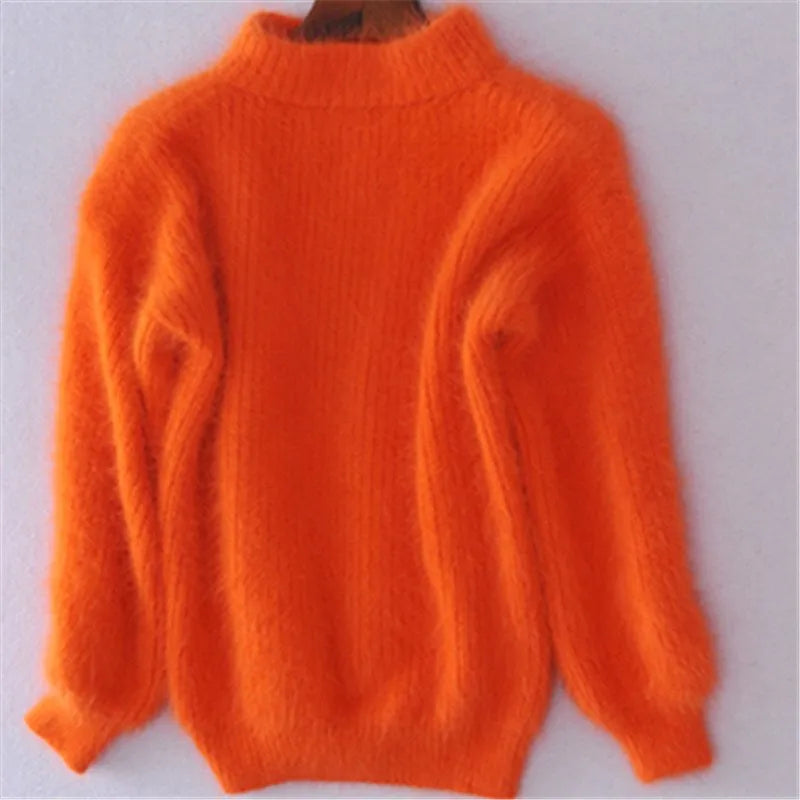 Sophie - Losse Monochrome Breien Trui Vintage Angora Pullover