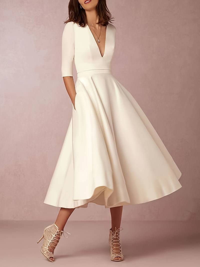 LIVIA - Elegantes Kleid mit V-Ausschnitt für Damen