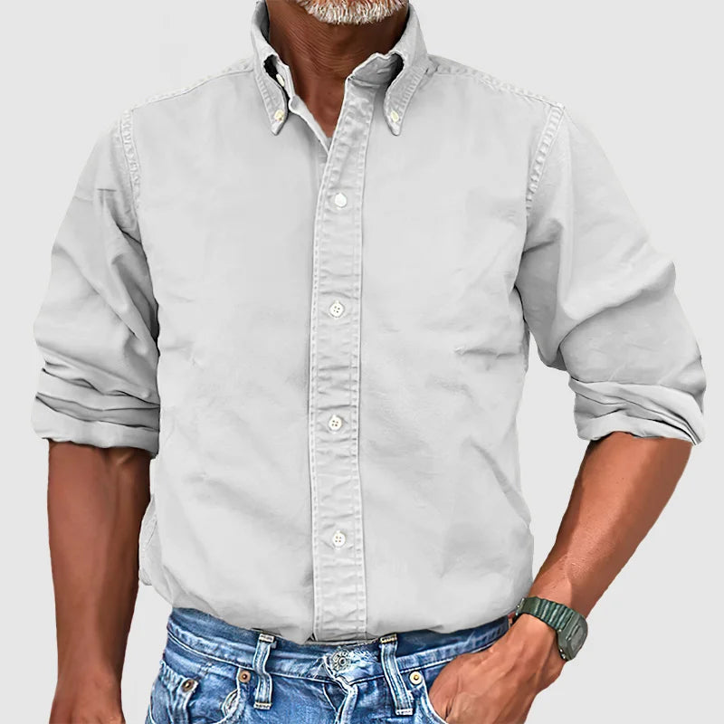 ALEX - Herenhemd Vintage Gewassen Lange Mouwen voor Lente en Zomer