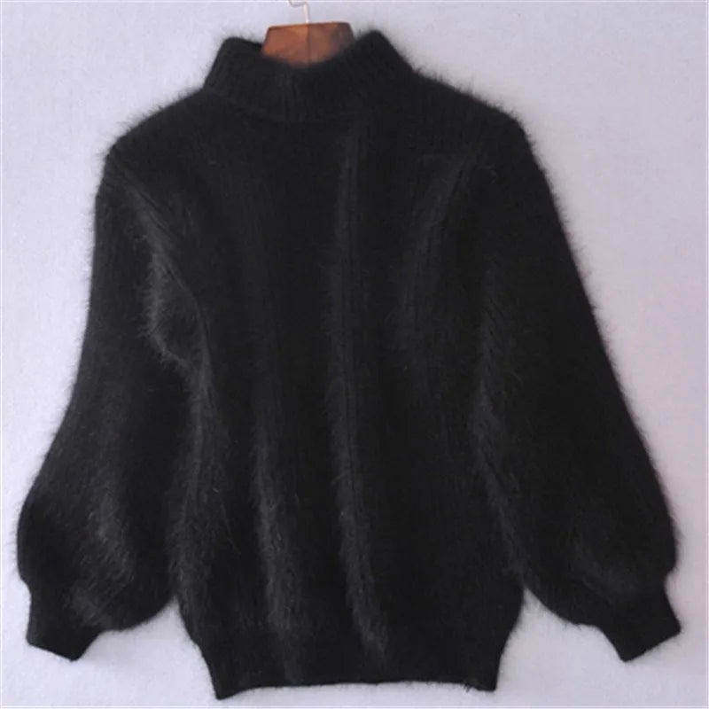 Sophie - Losse Monochrome Breien Trui Vintage Angora Pullover