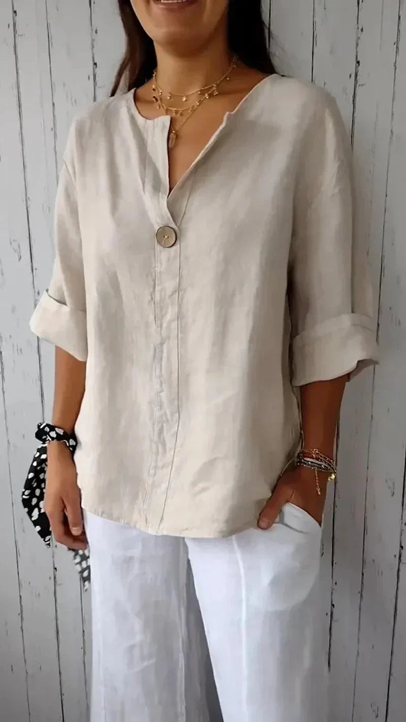 ANISA - Stilvolle Bluse mit V-Ausschnitt und halblangen Ärmeln