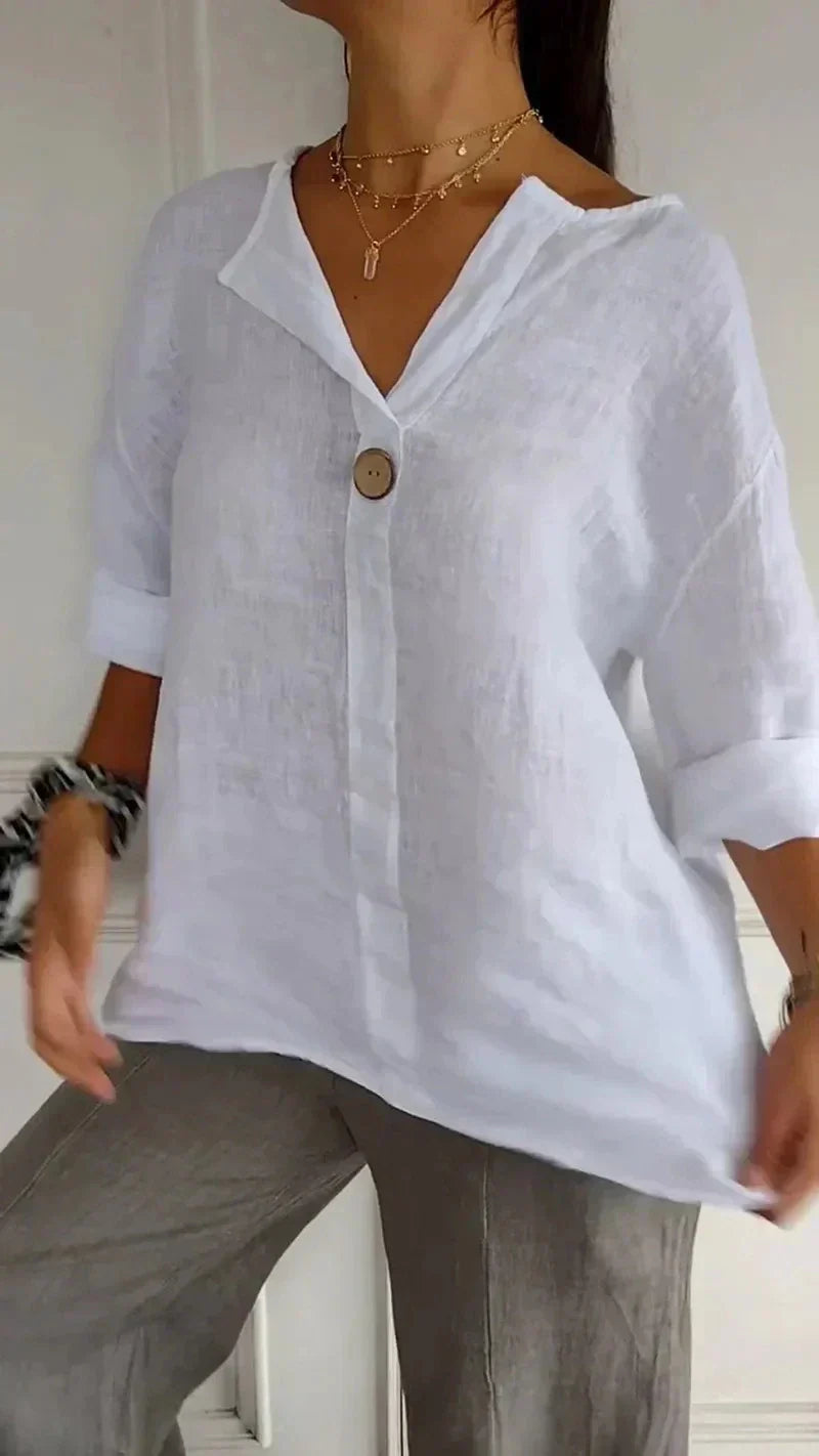 ANISA - Stilvolle Bluse mit V-Ausschnitt und halblangen Ärmeln