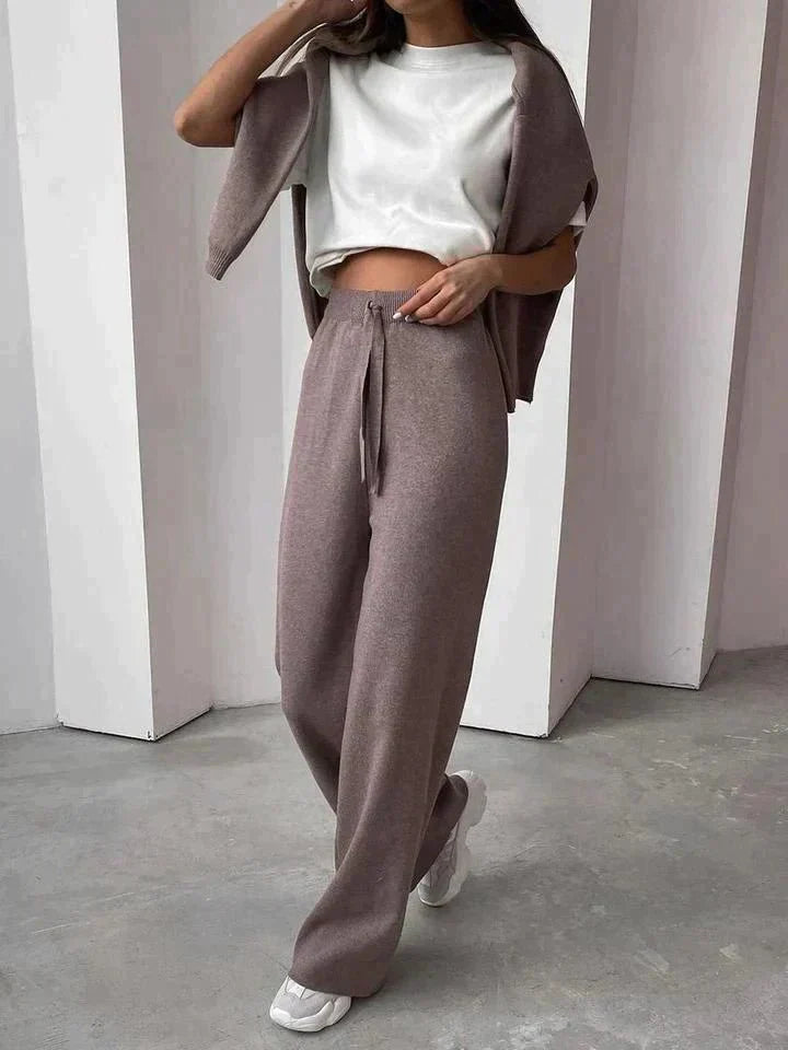 Damenset Brauner Pullover und Hose Casual