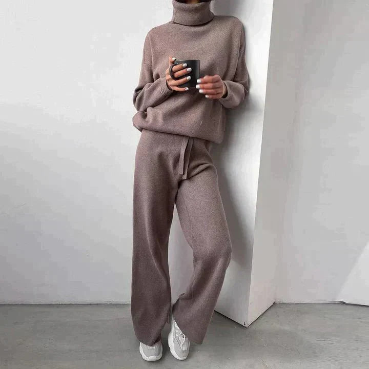 Damenset Brauner Pullover und Hose Casual