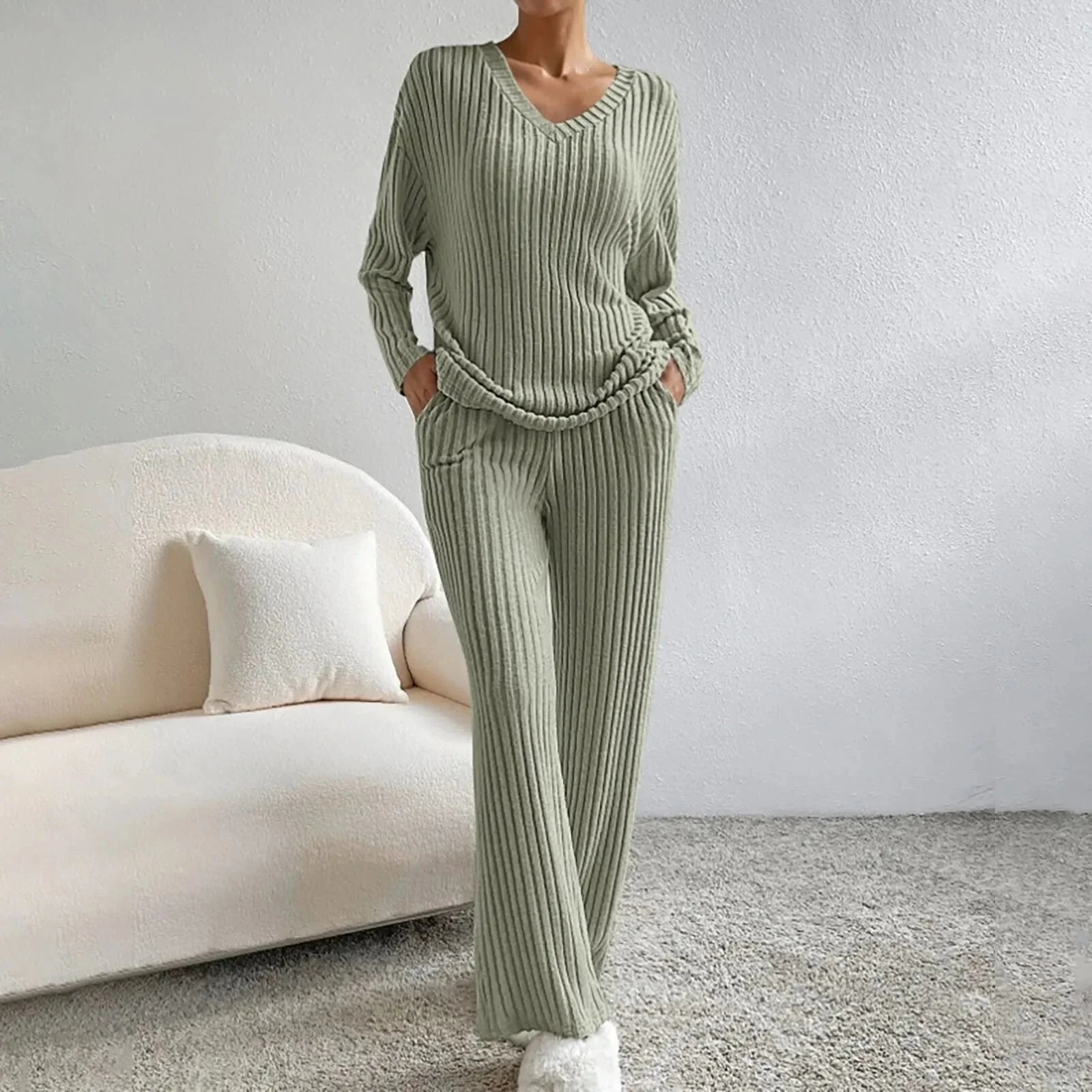 ZARINA - Zweiteiliges Lounge-Set für Damen mit Rippmuster
