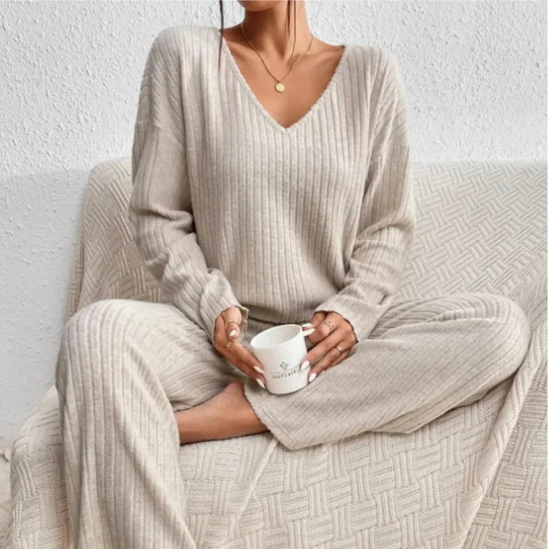 ZARINA - Zweiteiliges Lounge-Set für Damen mit Rippmuster