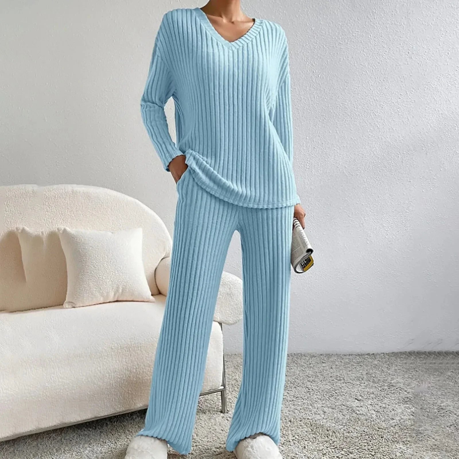 ZARINA - Zweiteiliges Lounge-Set für Damen mit Rippmuster