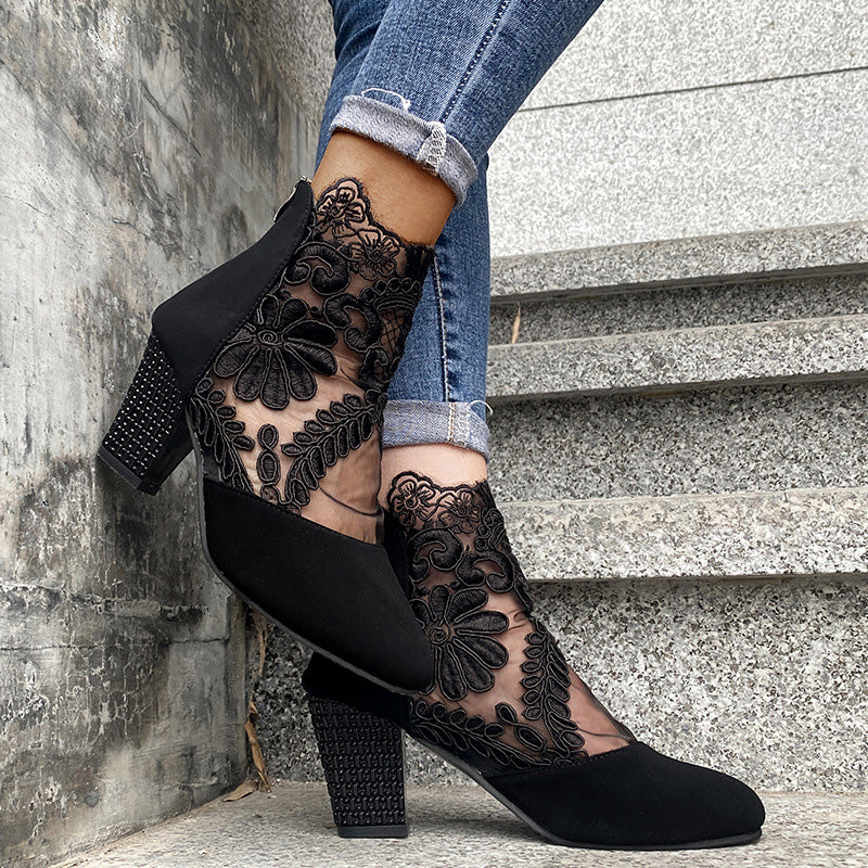 Fluwl - Dames Elegante Zomerse Kanten Hoge Hakken