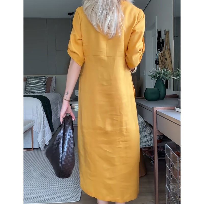 Maxi-jurk met knoopjes en zijsplit voor dames