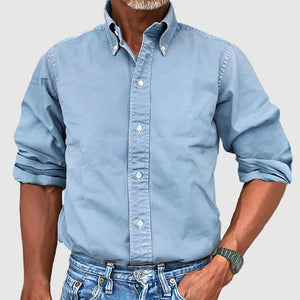 ALEX - Herenhemd Vintage Gewassen Lange Mouwen voor Lente en Zomer