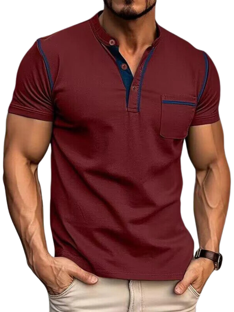ModaNoma - Heren Polo met Henley Kraag – Modern Design en Tijdloos Comfort