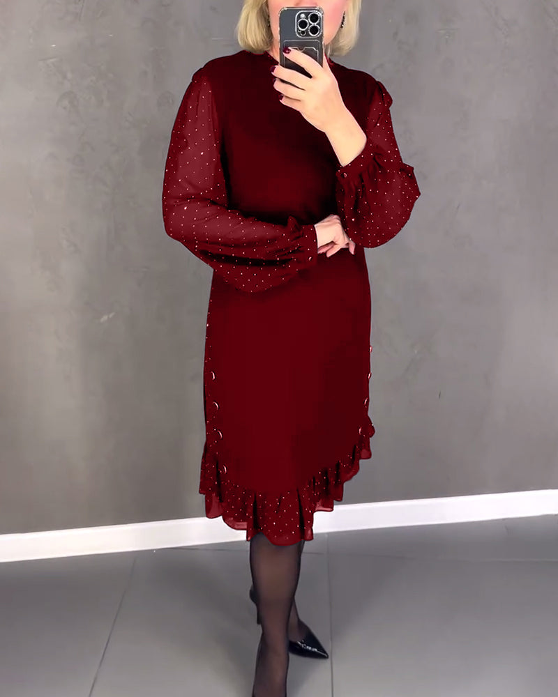 ModaNoma - Langarmige elegante jurk met stippen