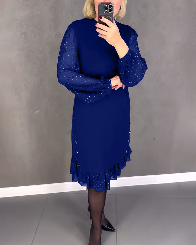 ModaNoma - Langarmige elegante jurk met stippen