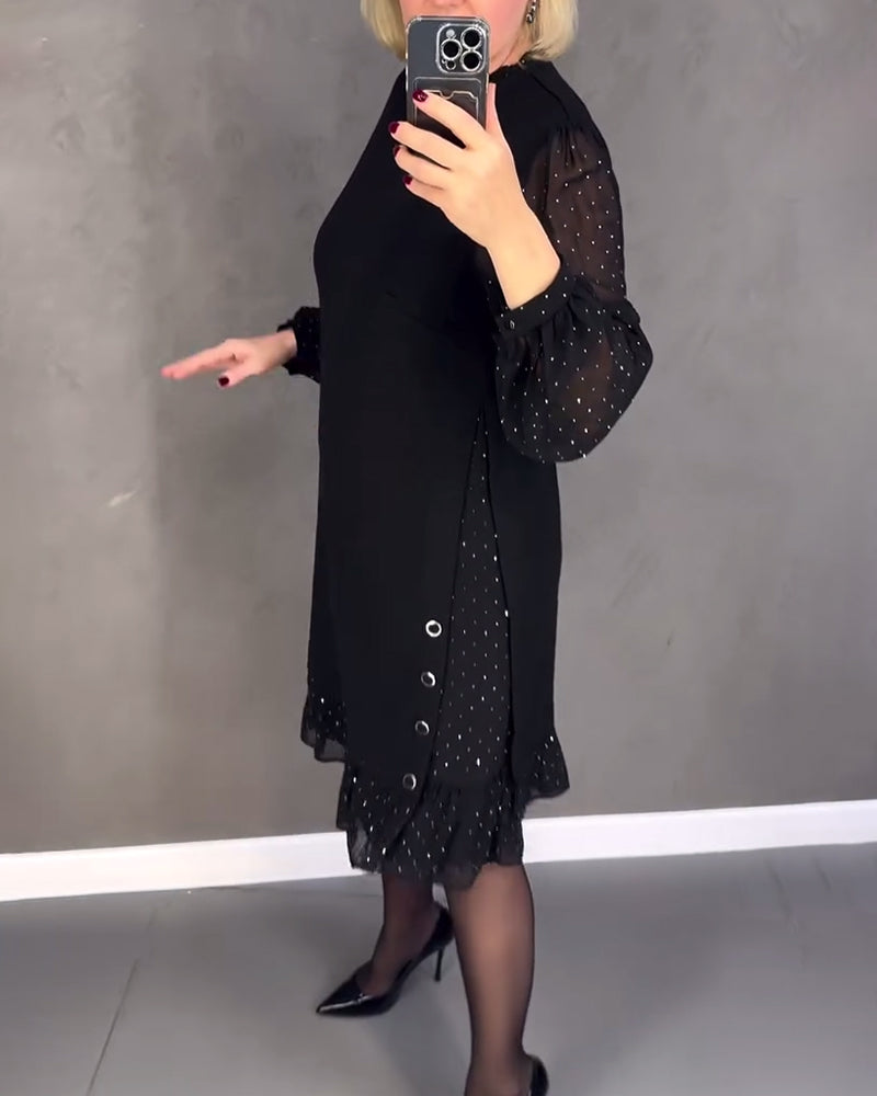 ModaNoma - Langarmige elegante jurk met stippen