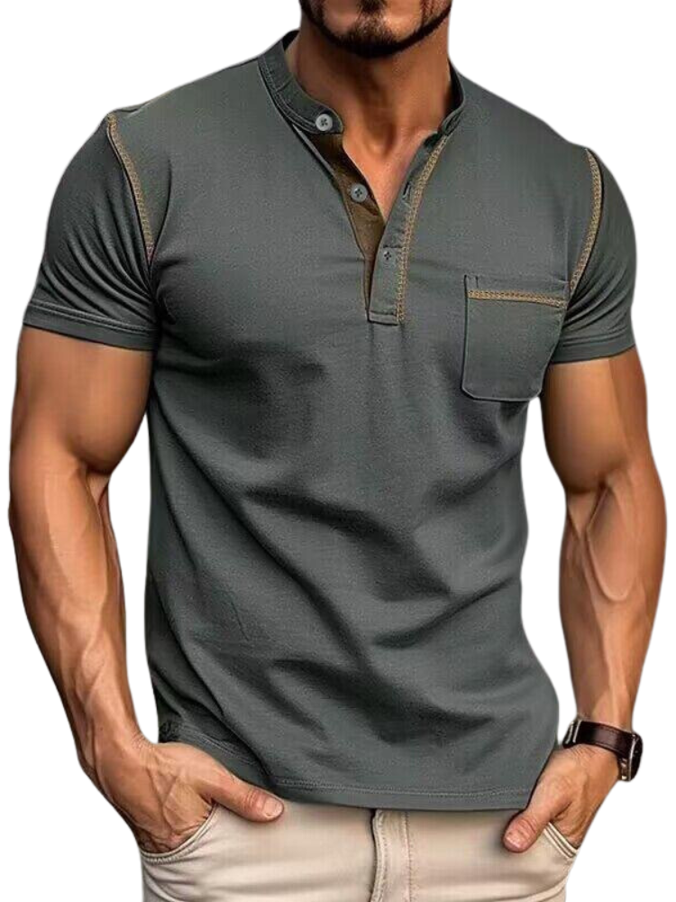 ModaNoma - Heren Polo met Henley Kraag – Modern Design en Tijdloos Comfort