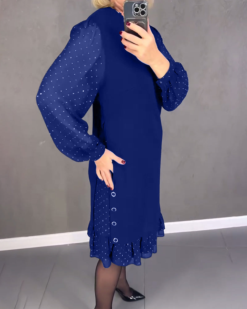 ModaNoma - Langarmige elegante jurk met stippen