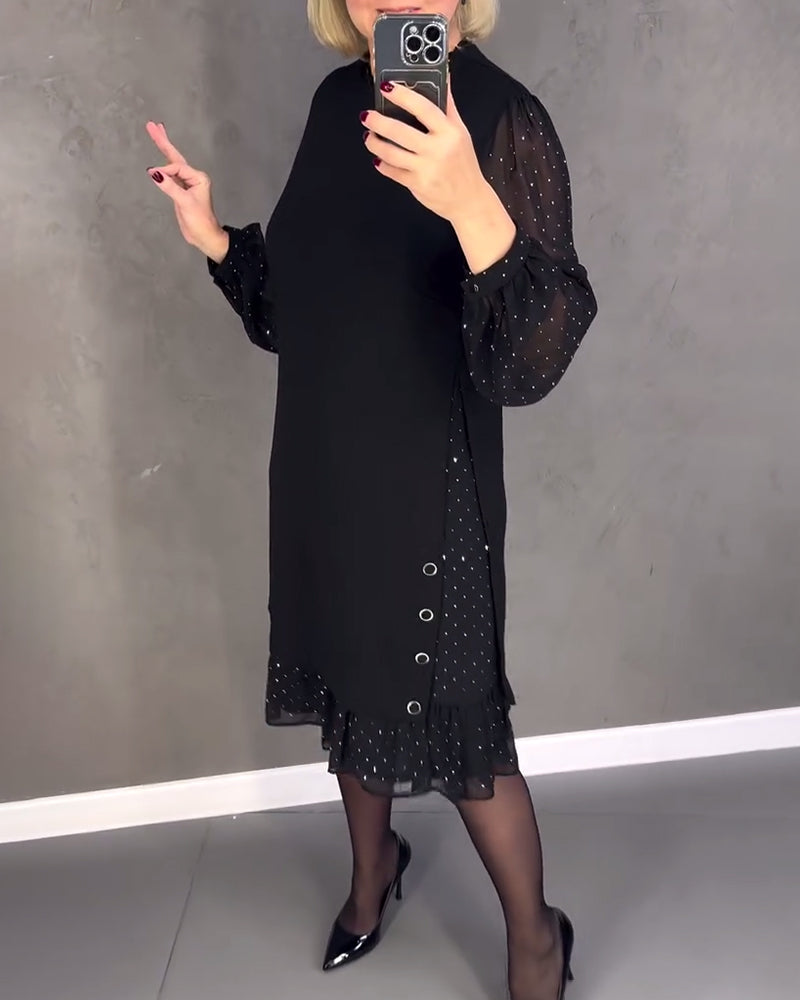 ModaNoma - Langarmige elegante jurk met stippen