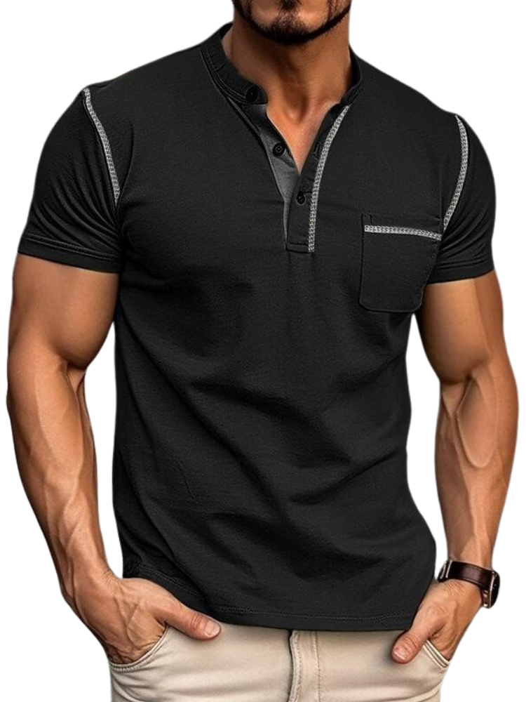 ModaNoma - Heren Polo met Henley Kraag – Modern Design en Tijdloos Comfort