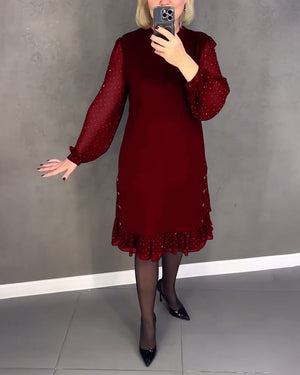 ModaNoma - Langarmige elegante jurk met stippen