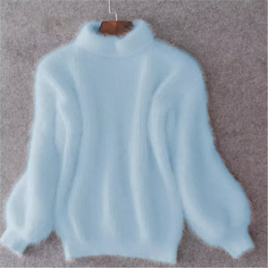 Sophie - Losse Monochrome Breien Trui Vintage Angora Pullover