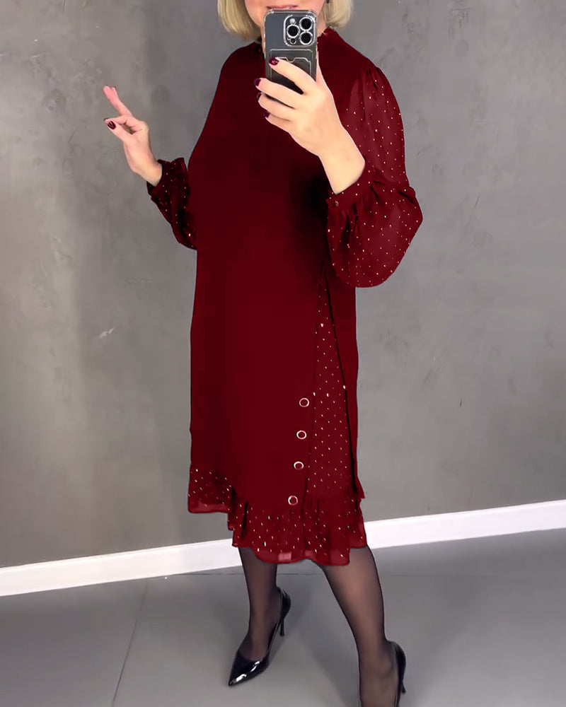 ModaNoma - Langarmige elegante jurk met stippen