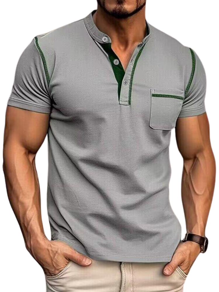 ModaNoma - Heren Polo met Henley Kraag – Modern Design en Tijdloos Comfort