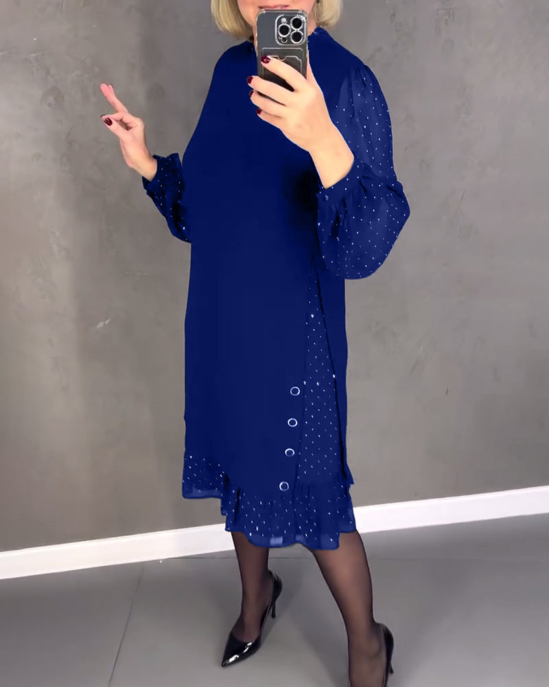 ModaNoma - Langarmige elegante jurk met stippen