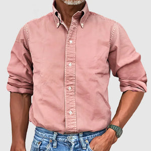 ALEX - Herenhemd Vintage Gewassen Lange Mouwen voor Lente en Zomer