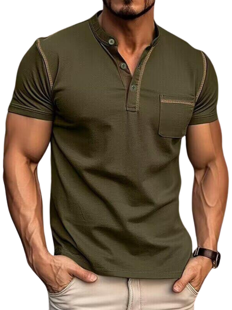 ModaNoma - Heren Polo met Henley Kraag – Modern Design en Tijdloos Comfort