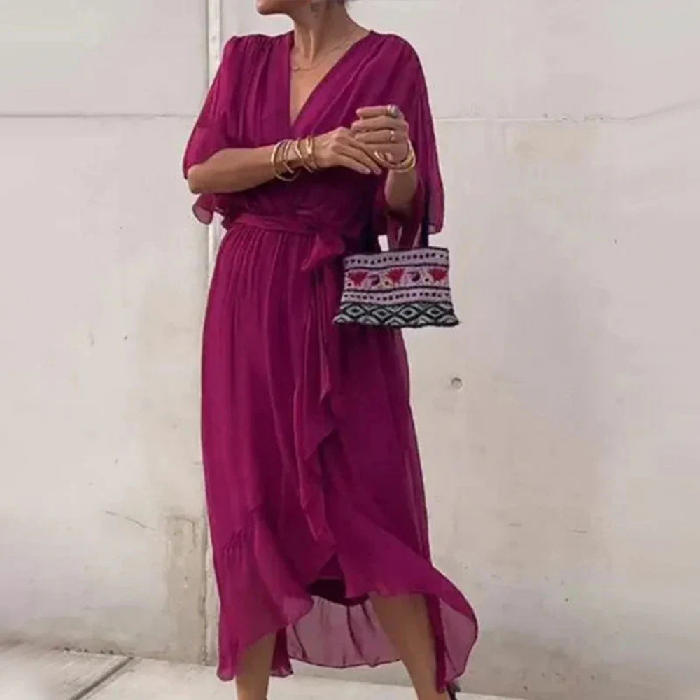 Sylvaine - Groene Boheemse Chiffon Jurk