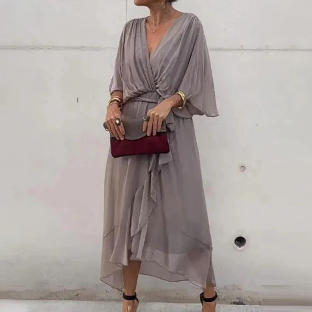 Sylvaine - Groene Boheemse Chiffon Jurk
