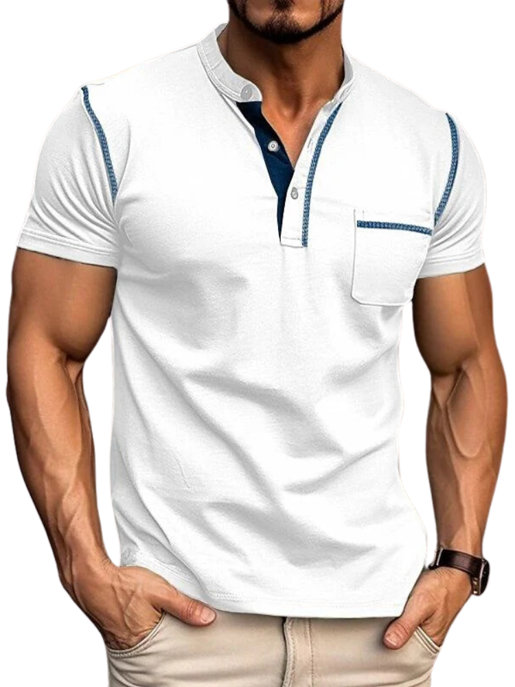 ModaNoma - Heren Polo met Henley Kraag – Modern Design en Tijdloos Comfort