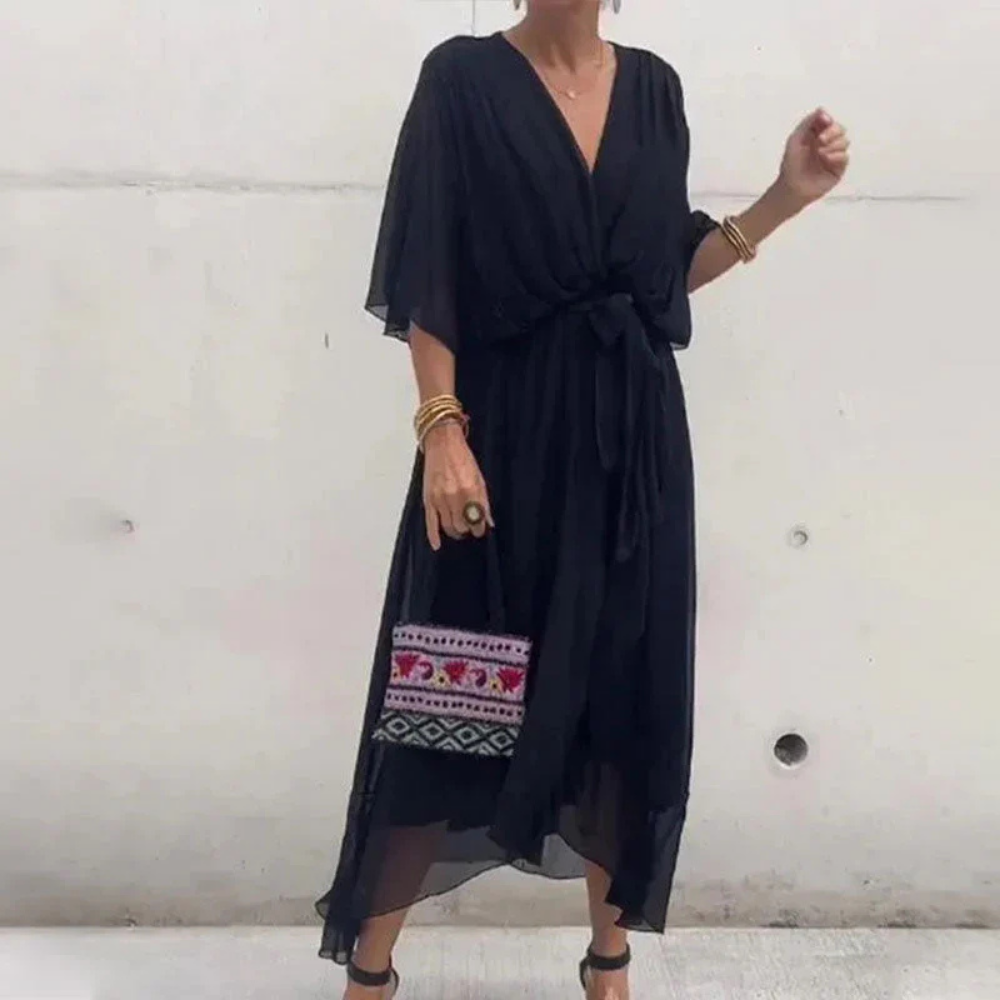 Sylvaine - Groene Boheemse Chiffon Jurk