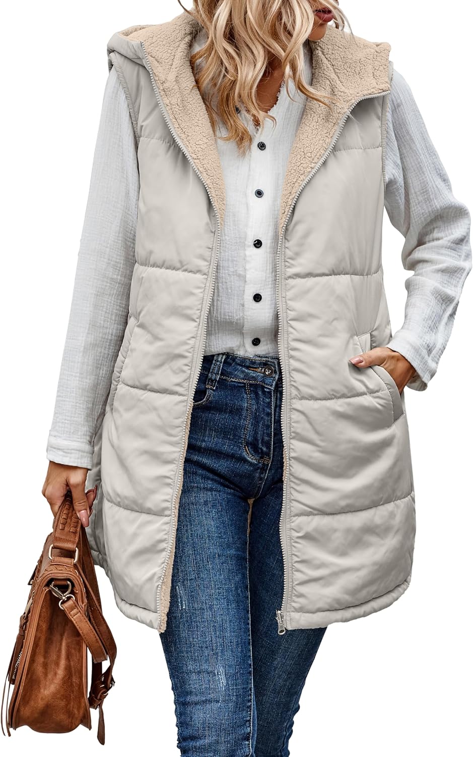 VIVERA - Dames Omkeerbare Bodywarmer met fleece en ritssluiting