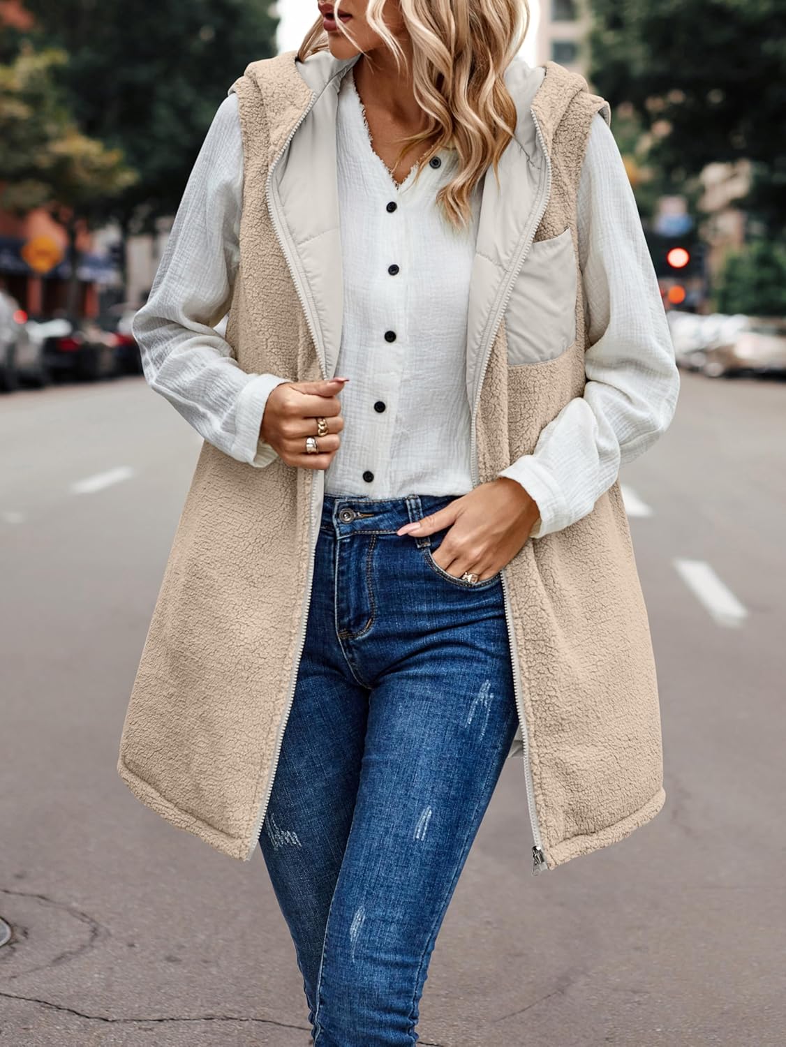 VIVERA - Dames Omkeerbare Bodywarmer met fleece en ritssluiting