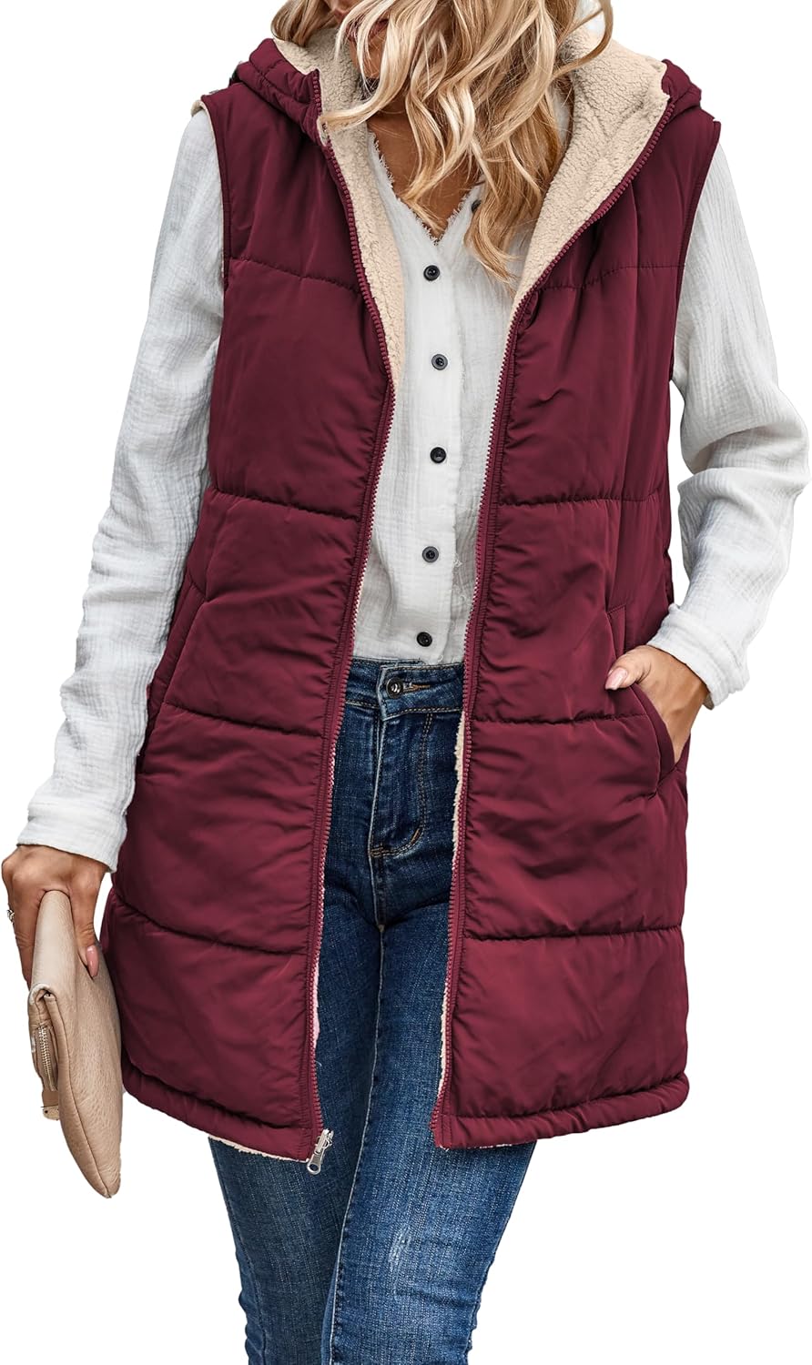 VIVERA - Dames Omkeerbare Bodywarmer met fleece en ritssluiting